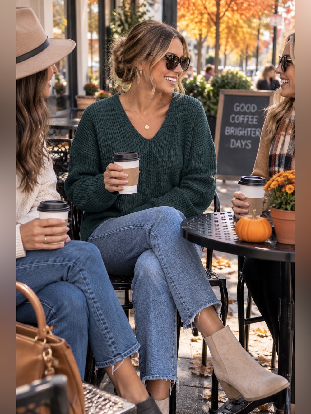 Quince XS Forest Green Chunky Ribbed V Neck Sweater Relaxed Pullover